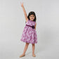 Girls Printed Flared Satin Party Frock