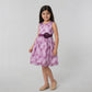 Girls Printed Flared Satin Party Frock
