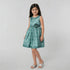 Girls Printed Flared Satin Party Frock