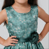 Girls Printed Flared Satin Party Frock