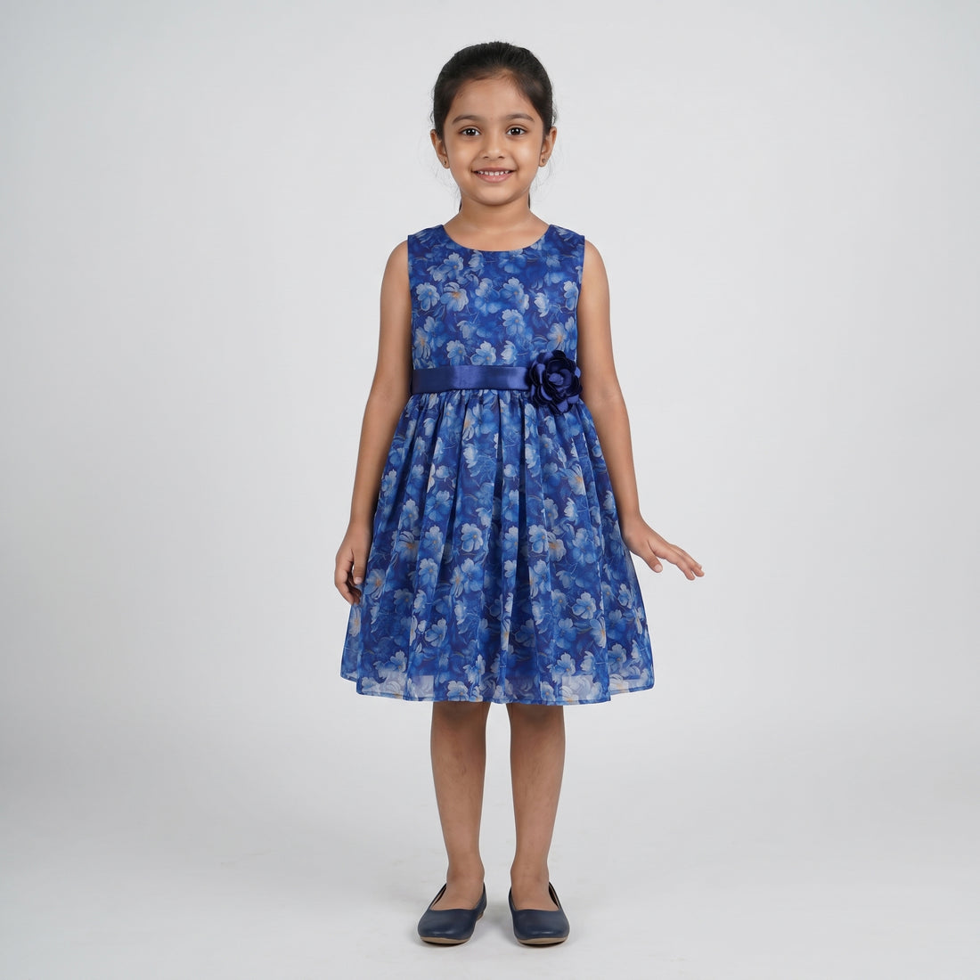 Girls Printed Organza Dress