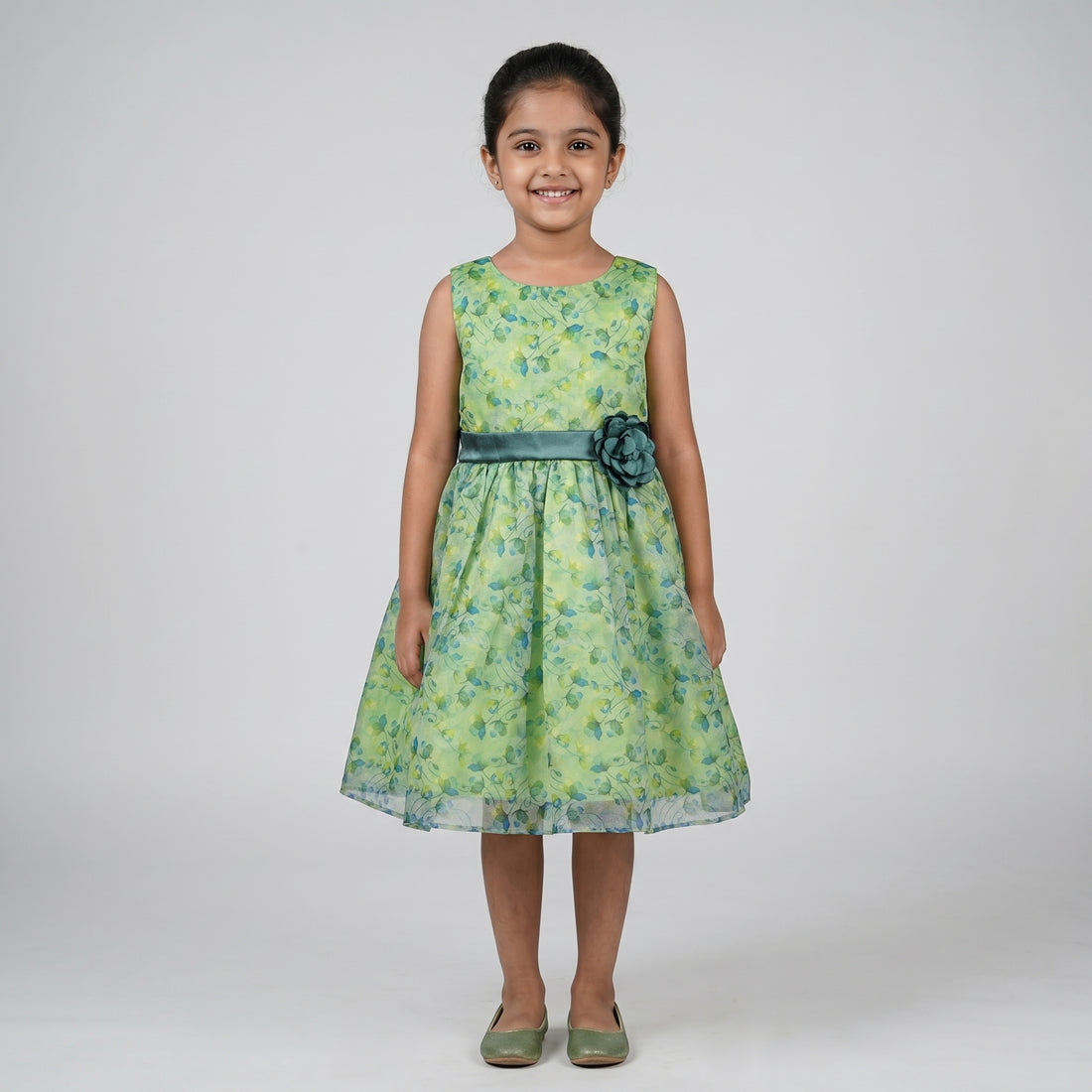 Girls Printed Organza Dress