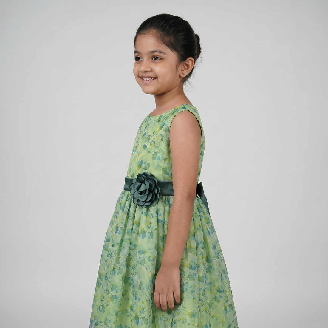 Girls Printed Organza Dress