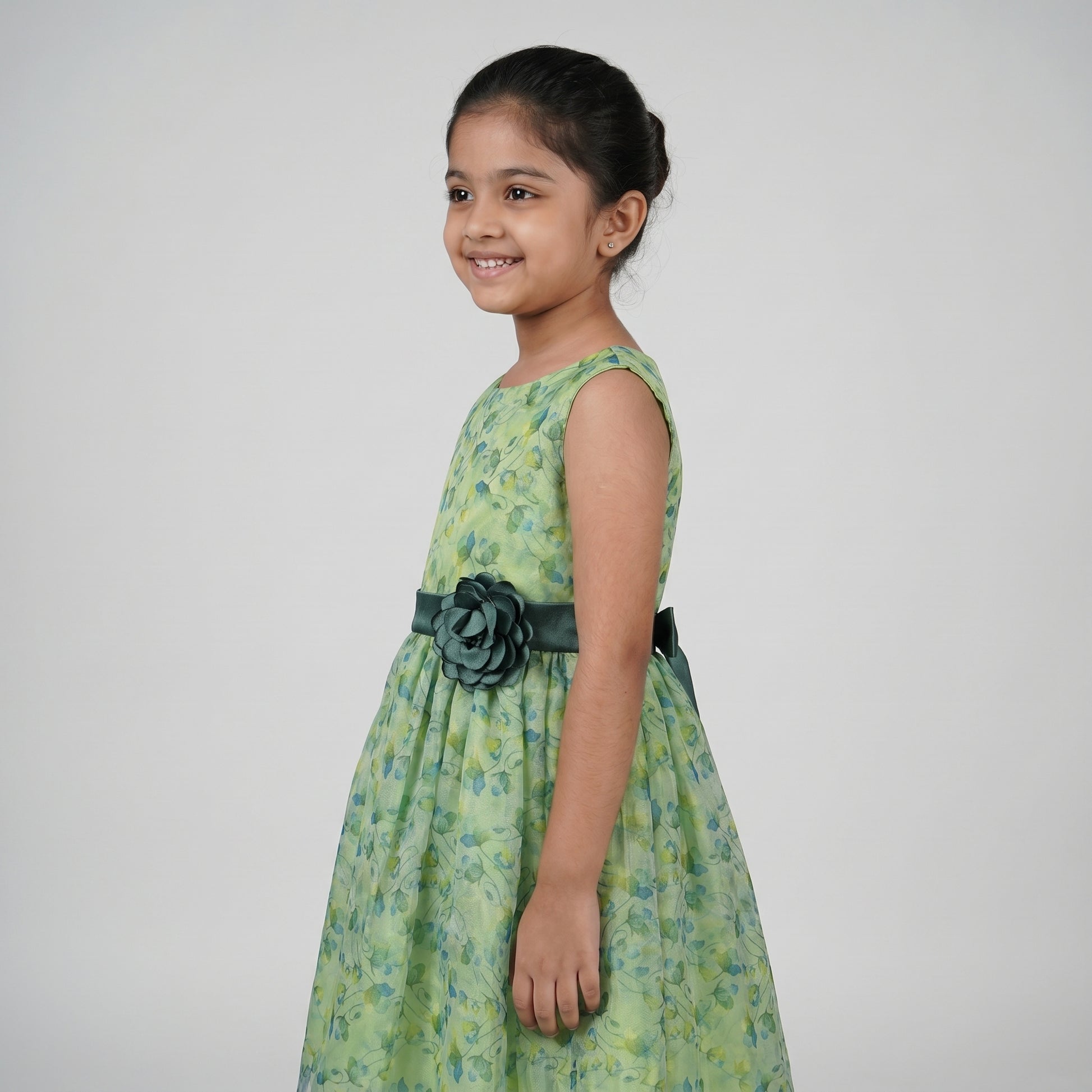 Girls Printed Organza Dress