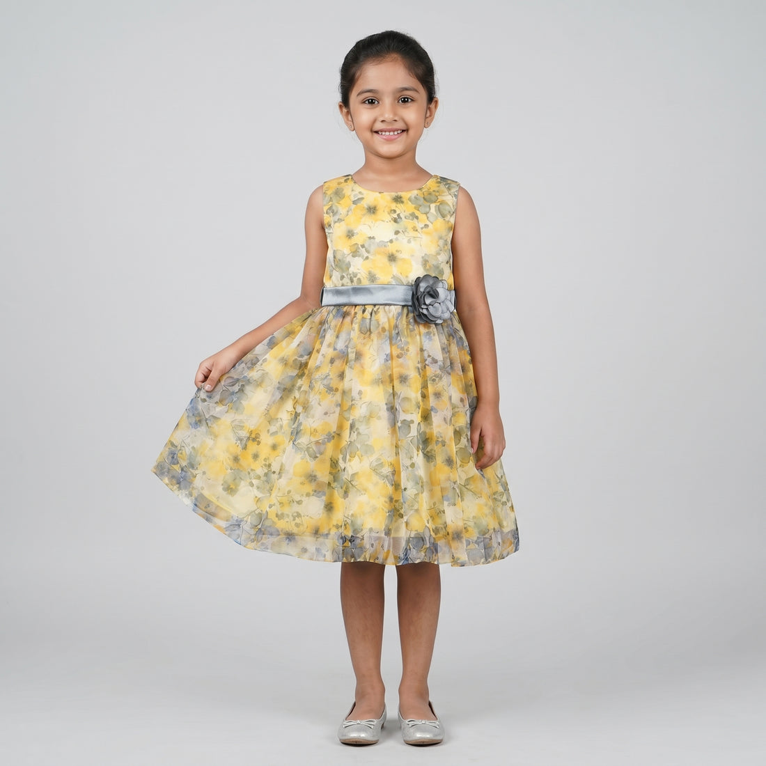 Girls Printed Organza Dress