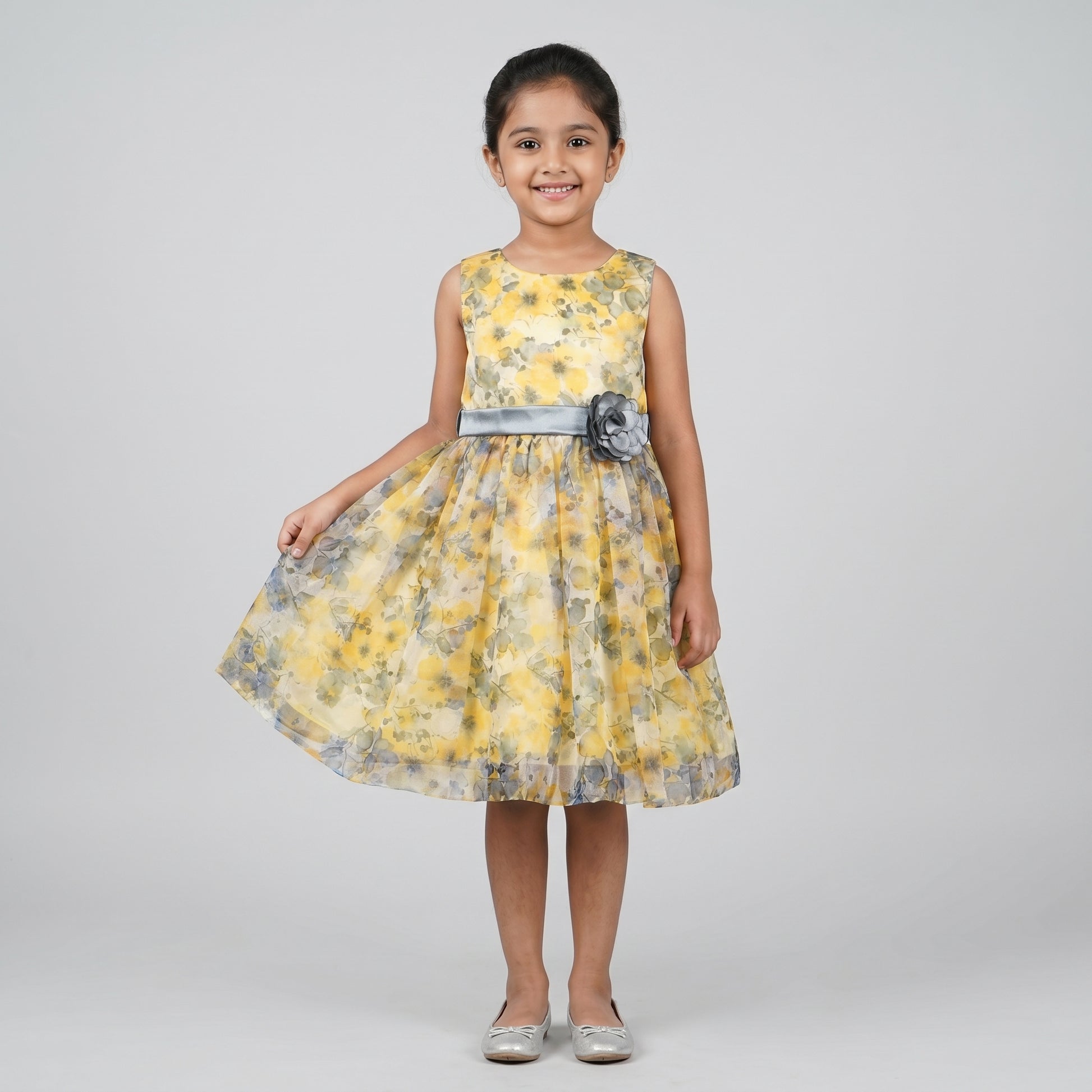 Girls Printed Organza Dress