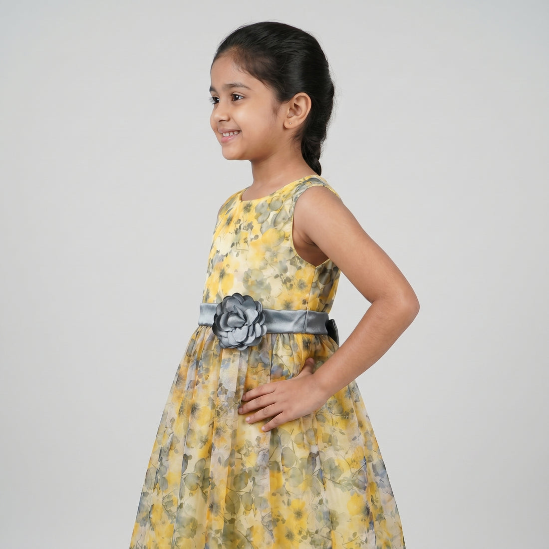 Girls Printed Organza Dress