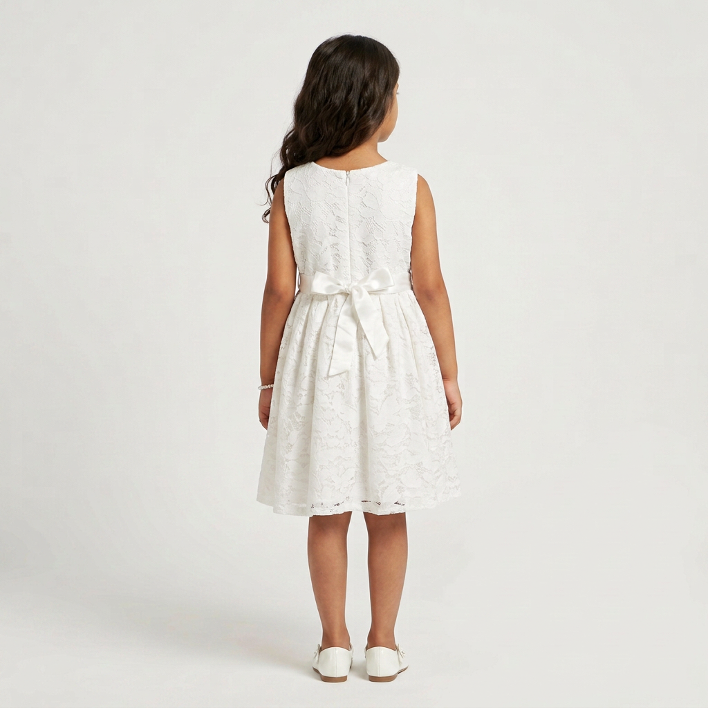 Girls Solid Lace Dress