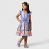 Girls Printed Party Satin Dress