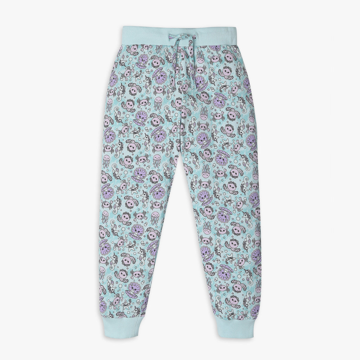 Girls Regular Fit Printed T-Shirt with Pyjama Sleepwear Set