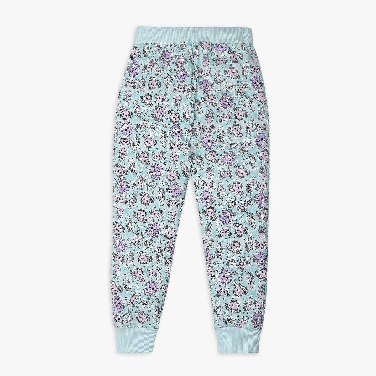 Girls Regular Fit Printed T-Shirt with Pyjama Sleepwear Set