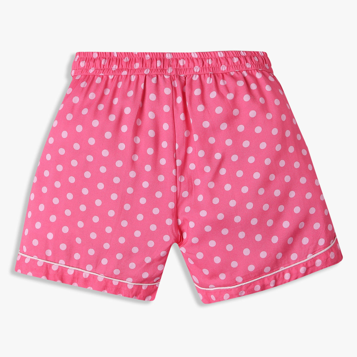 Girls Relaxed Fit Printed Lapel Collar Shirt with Shorts Sleepwear Set