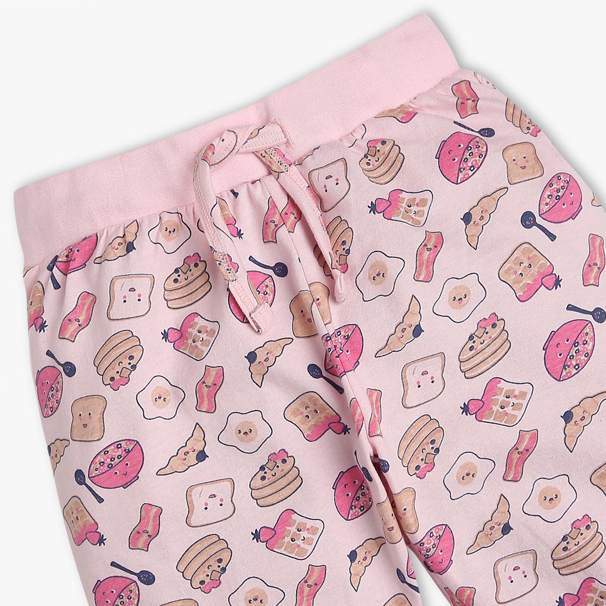 Girls Regular Fit Printed Crew Neck Short Sleeve T-Shirt with Trackpant Sleepwear Set