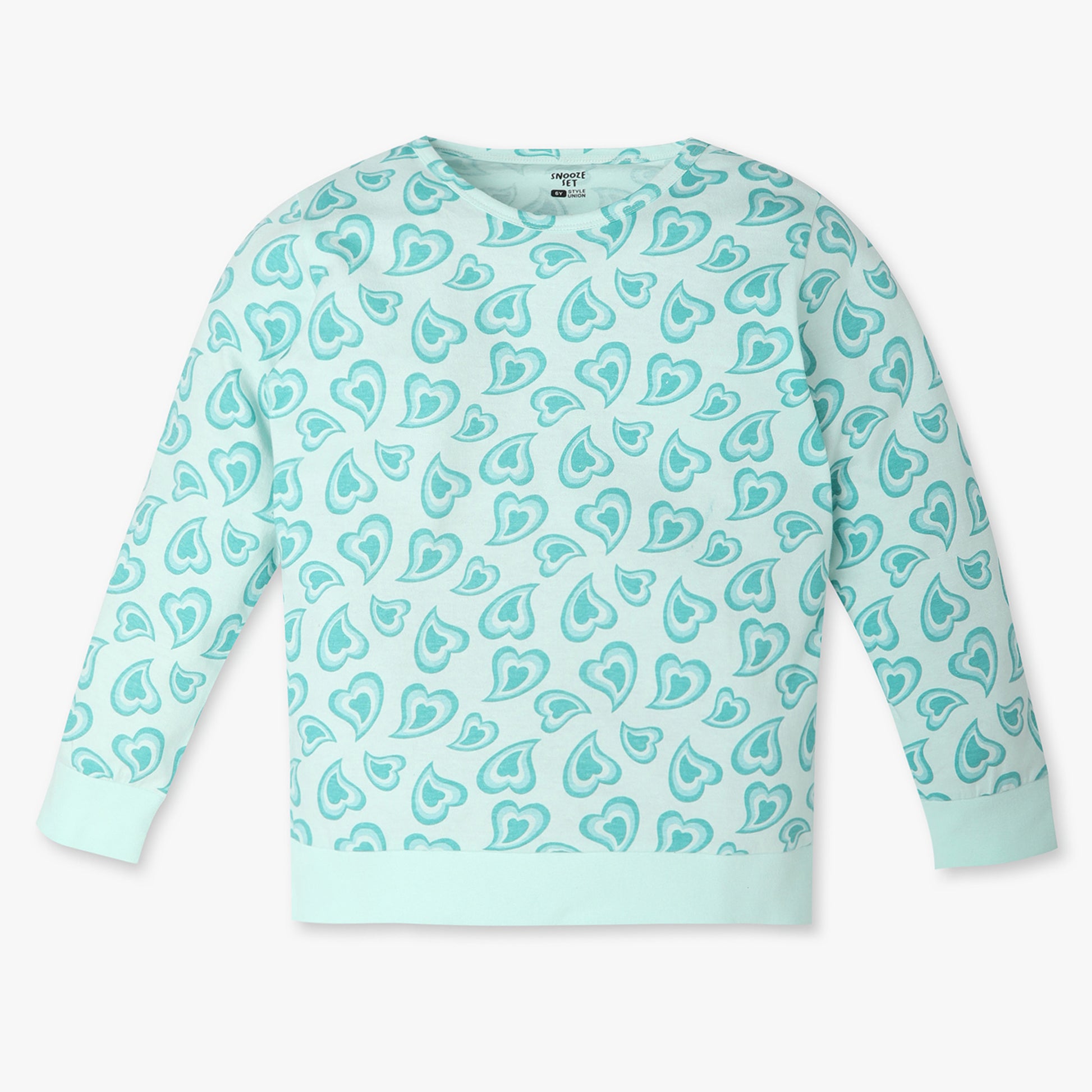 Girls Regular Fit All Over Print Crew Neck T-Shirt with Trackpant Sleepwear Set