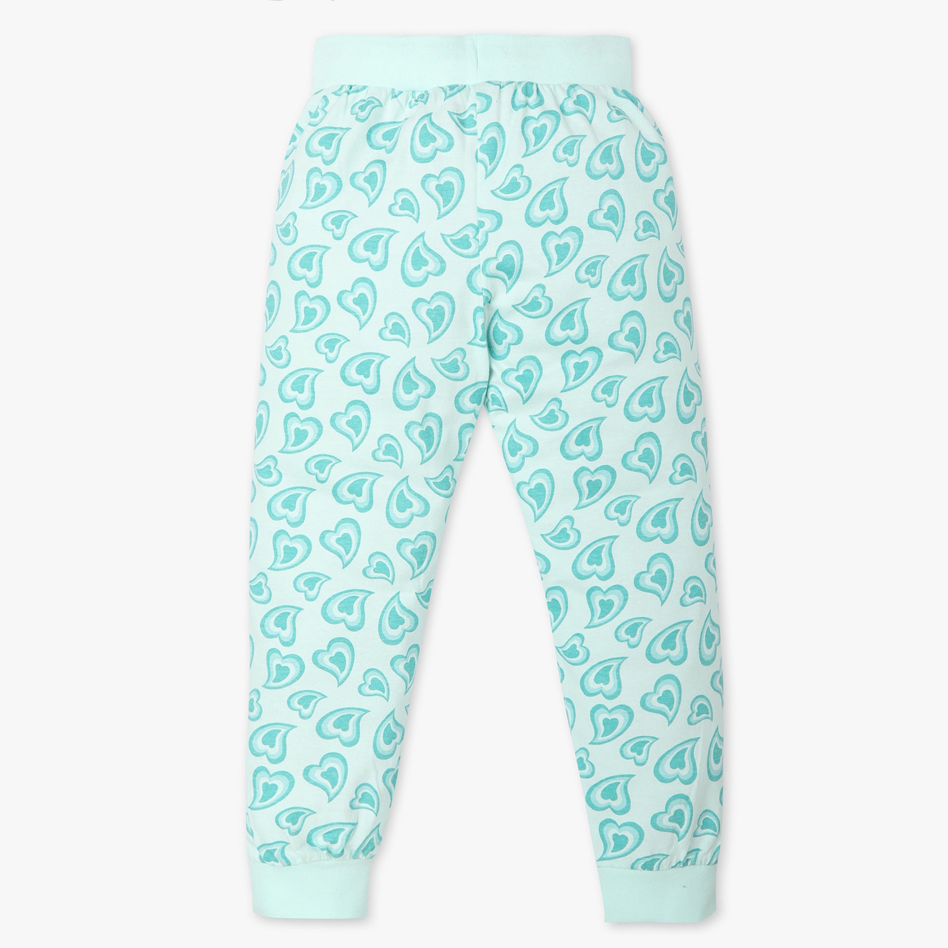 Girls Regular Fit All Over Print Crew Neck T-Shirt with Trackpant Sleepwear Set