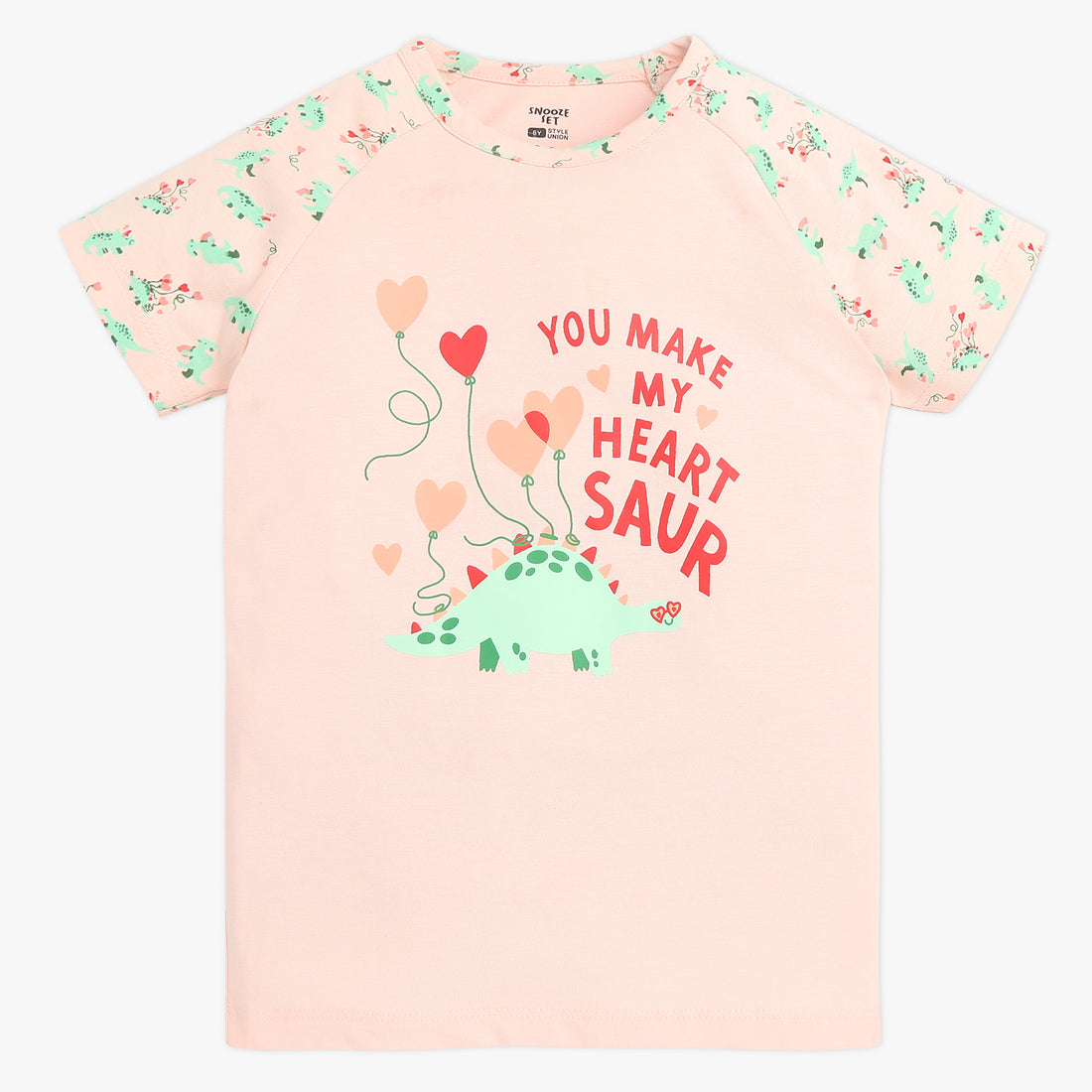 Girls Crew Neck Cap Sleeve Printed Must Have Snooze Cordinate Set | Refreshing Graphic Tshirt With Matching Pattern Printed Trackpant | Comfortable Body For Ease | Breathable And Absorbent 100% Cotton Single Jersey Fabric.