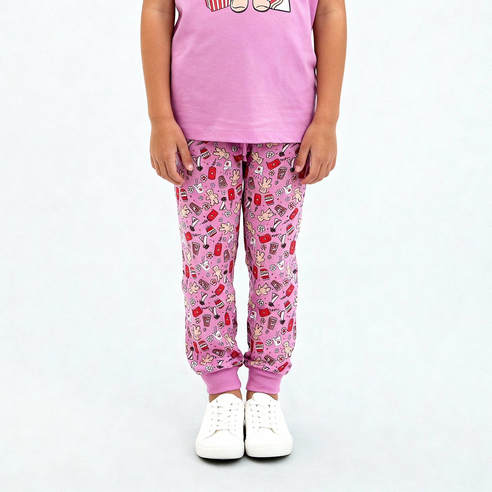 Girls Cotton T-Shirt with Trackpant Sleepwear Set
