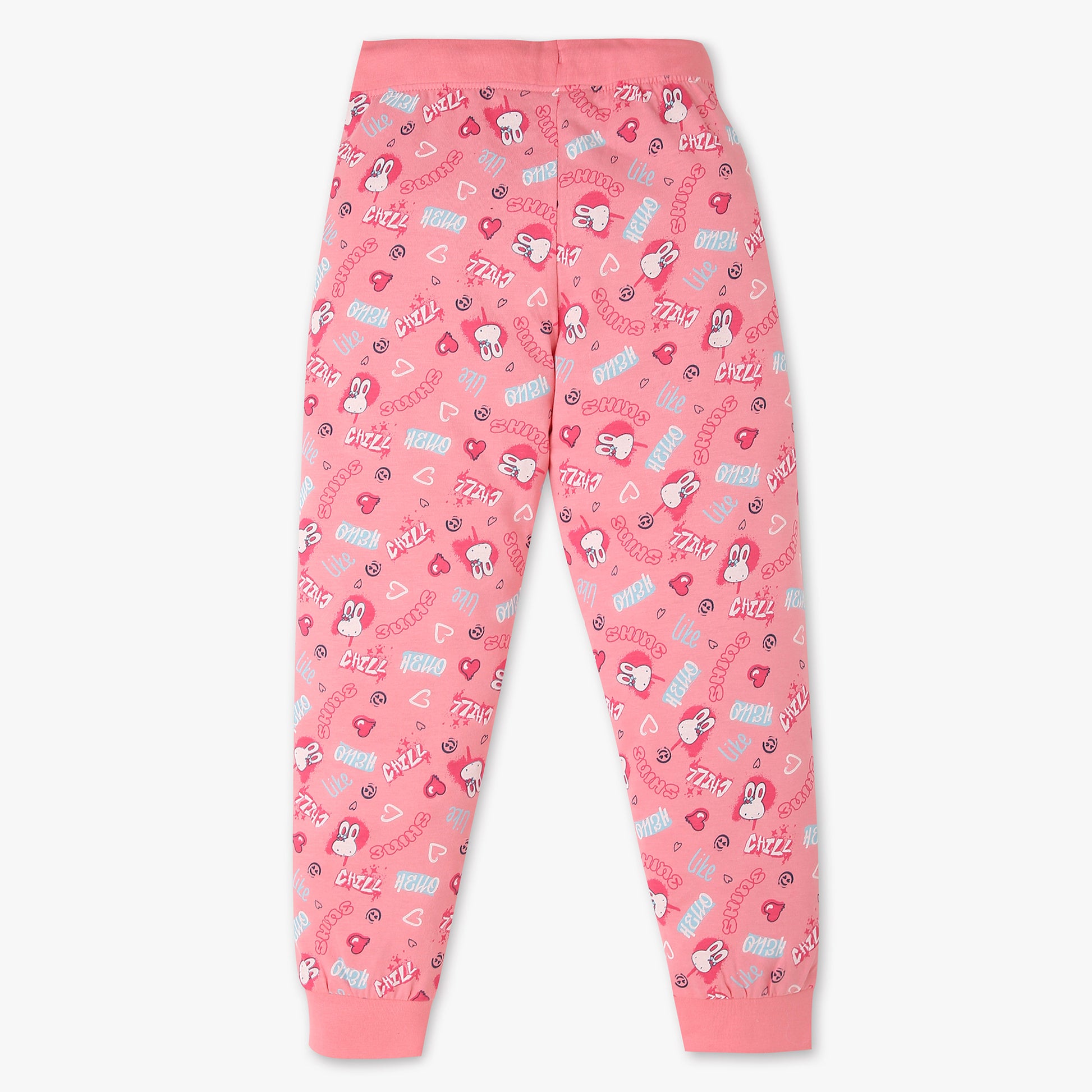 Girls Cotton Printed T-Shirt with Trackpant Snooze Set