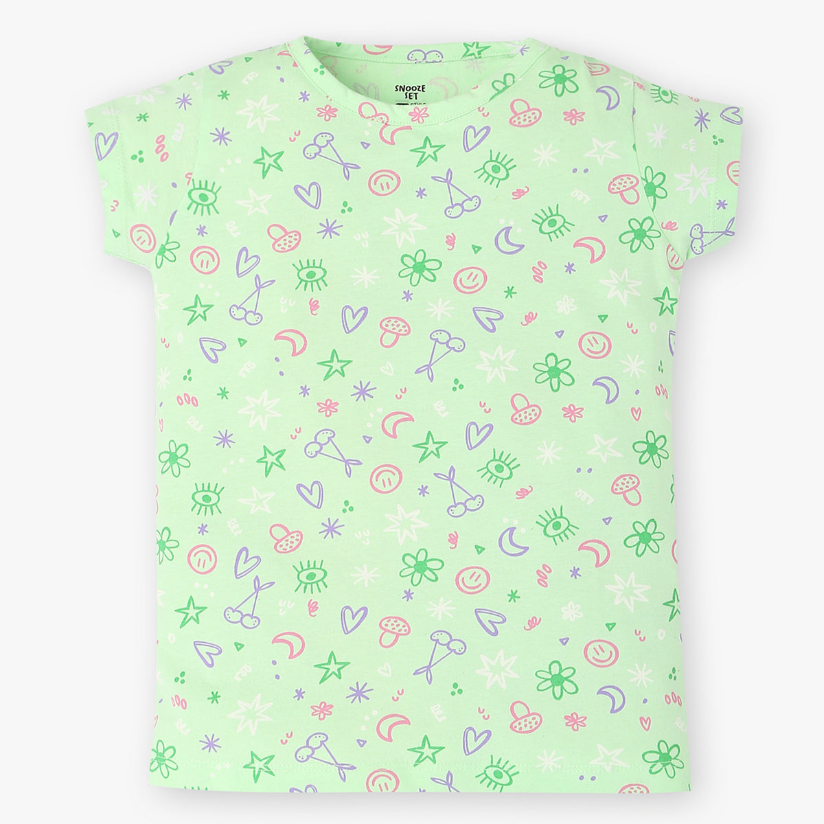 Girls Cotton Printed T-Shirt and Trackpant Sleepwear Set