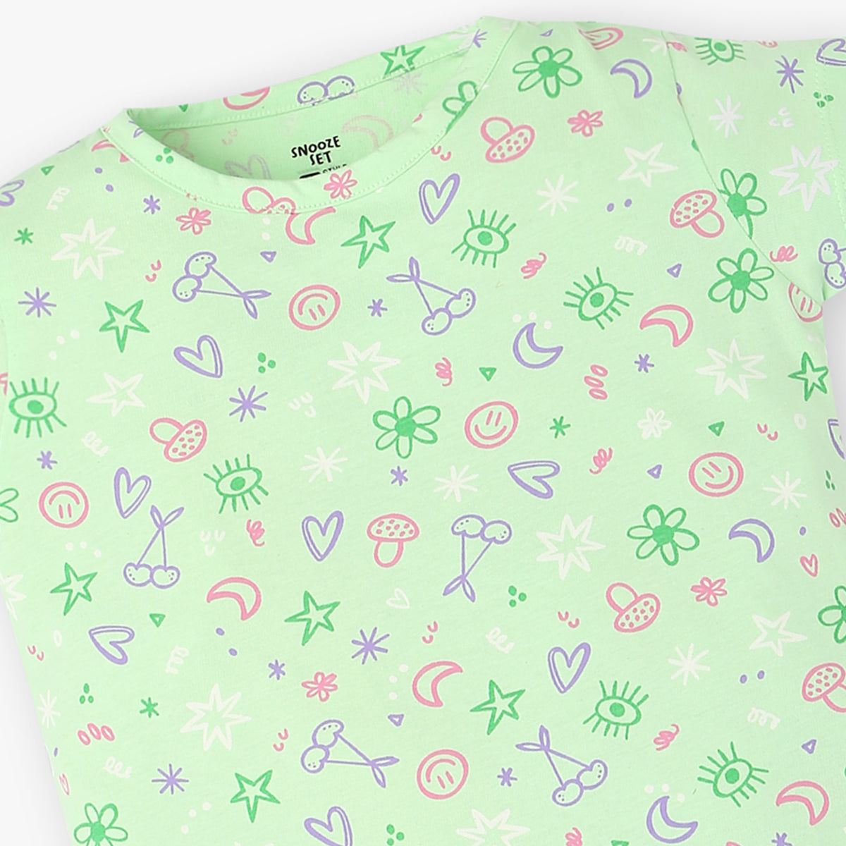 Girls Cotton Printed T-Shirt and Trackpant Sleepwear Set