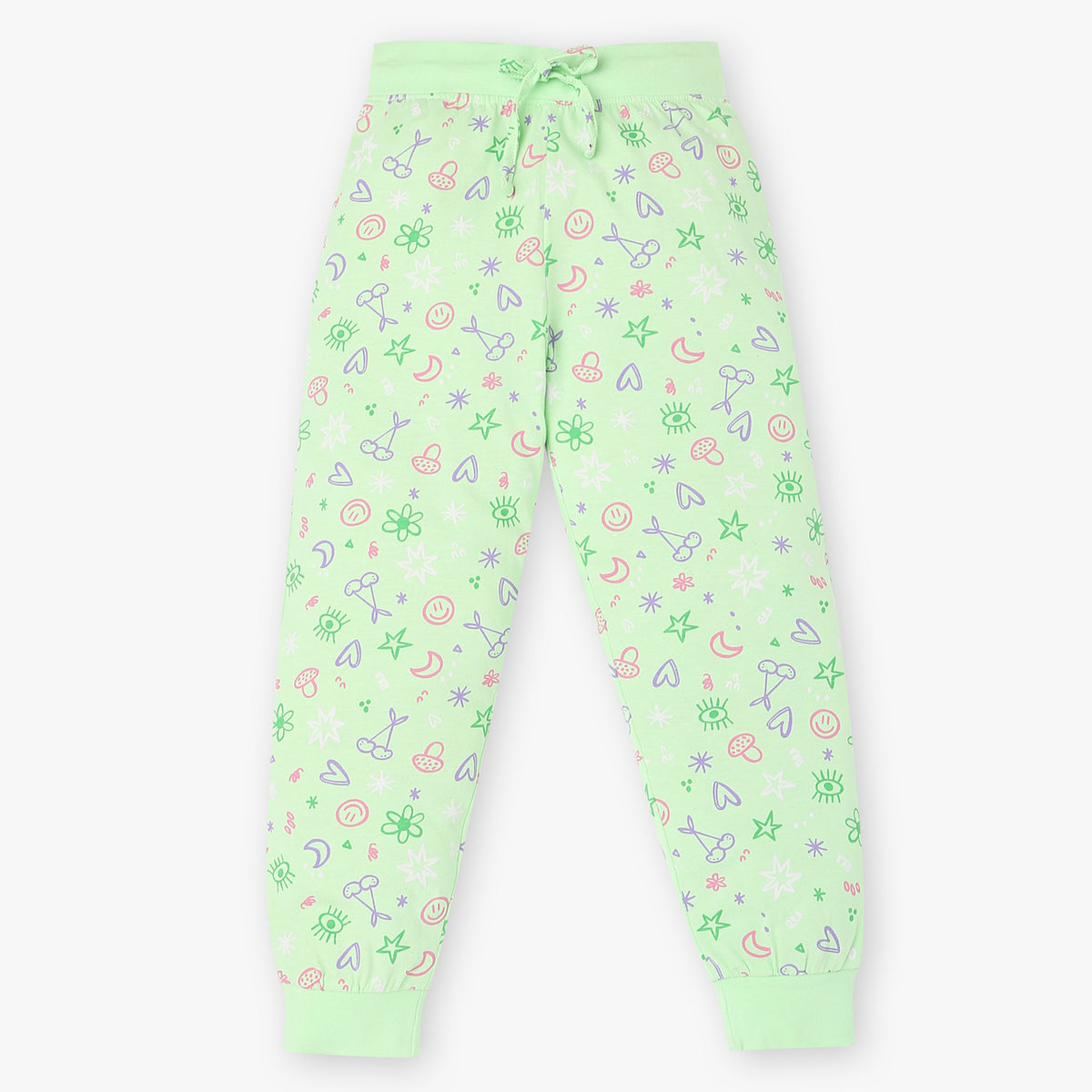 Girls Cotton Printed T-Shirt and Trackpant Sleepwear Set