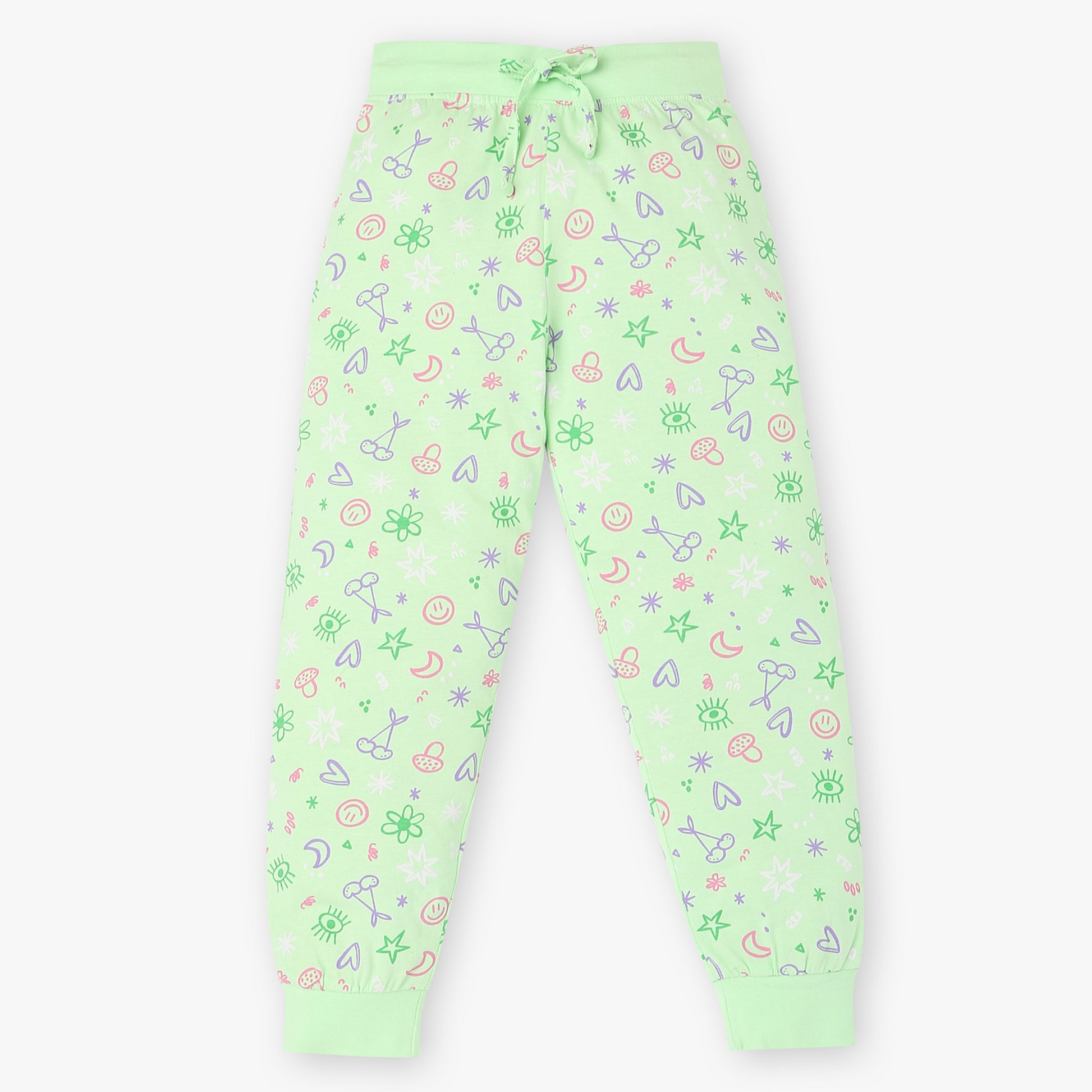 Girls Cotton Printed T-Shirt and Trackpant Sleepwear Set