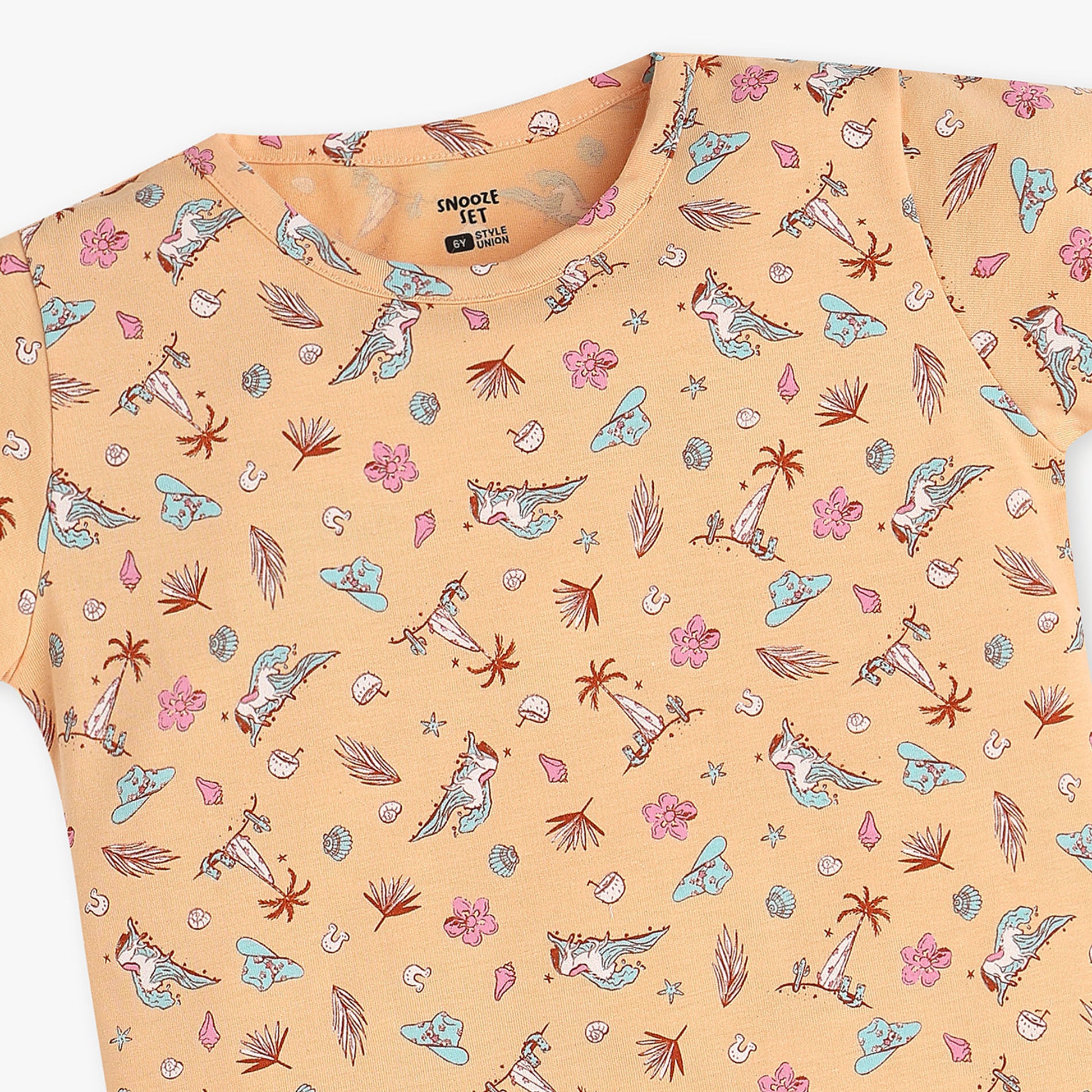 Buy Girls Regular Fit All Over Print Full Sleeve T-Shirt With Trackpant Sleepwear Set  - Style Union