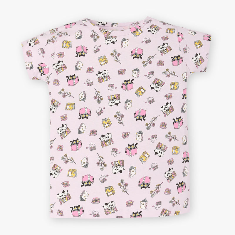Girls Cotton Printed T-Shirt and Trackpant Sleepwear Set