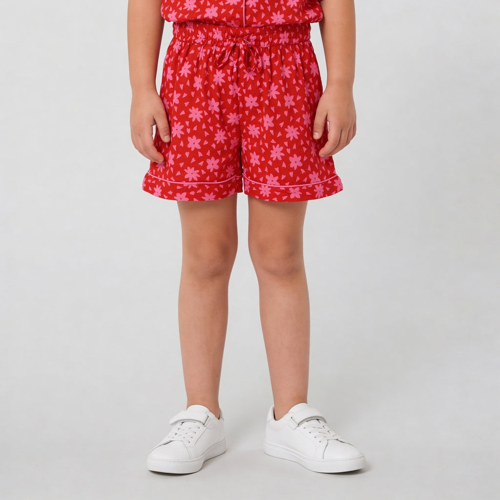 Girls Printed T-Shirt with Shorts Sleepwear Set