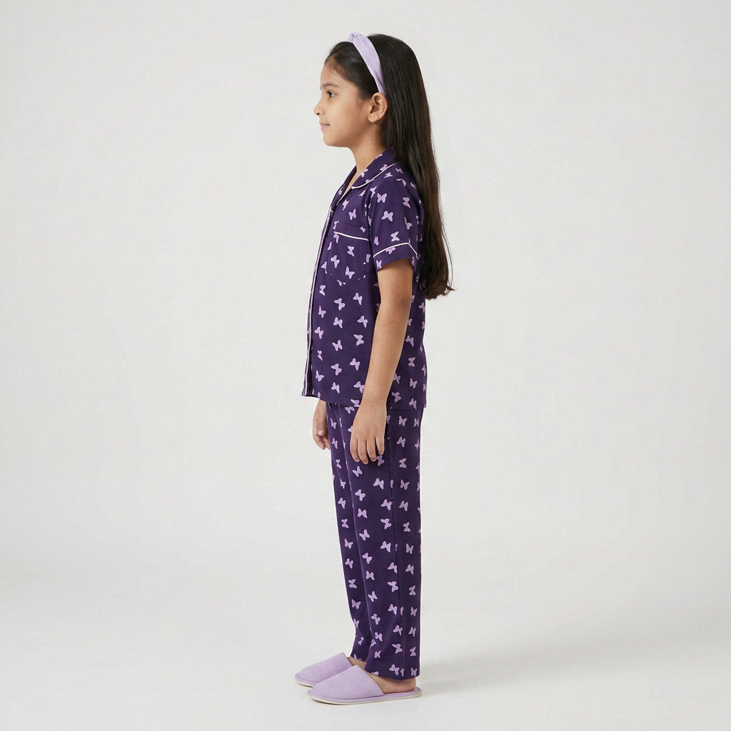 Girls Butterfly Shirt with Pjyama Sleepwear Set