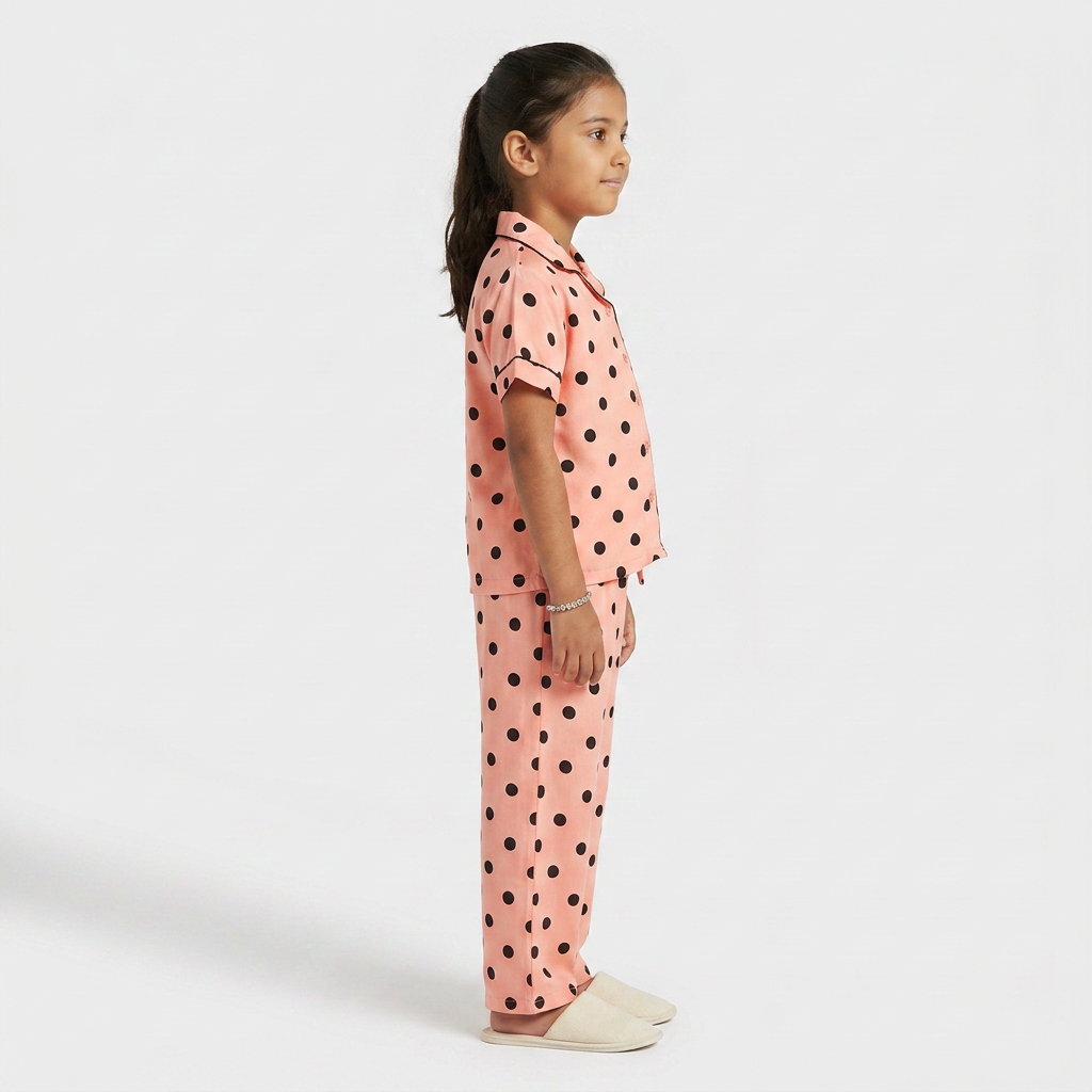 Girls Polka Shirt with Pjyama Sleepwear Set
