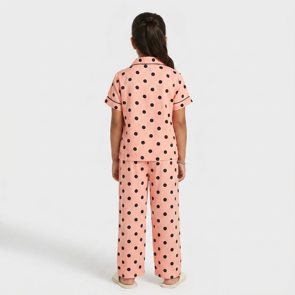Girls Polka Shirt with Pjyama Sleepwear Set