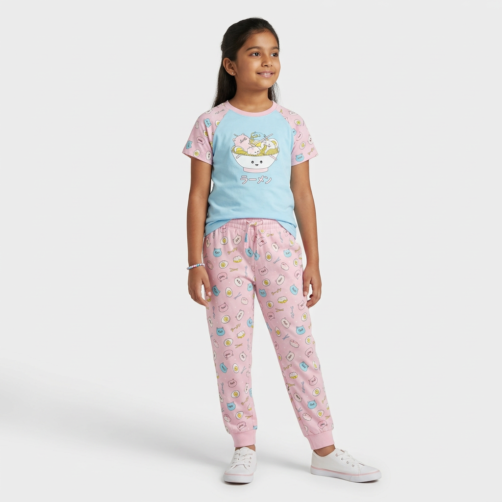 Girls Cotton Printed Sleepwear Set
