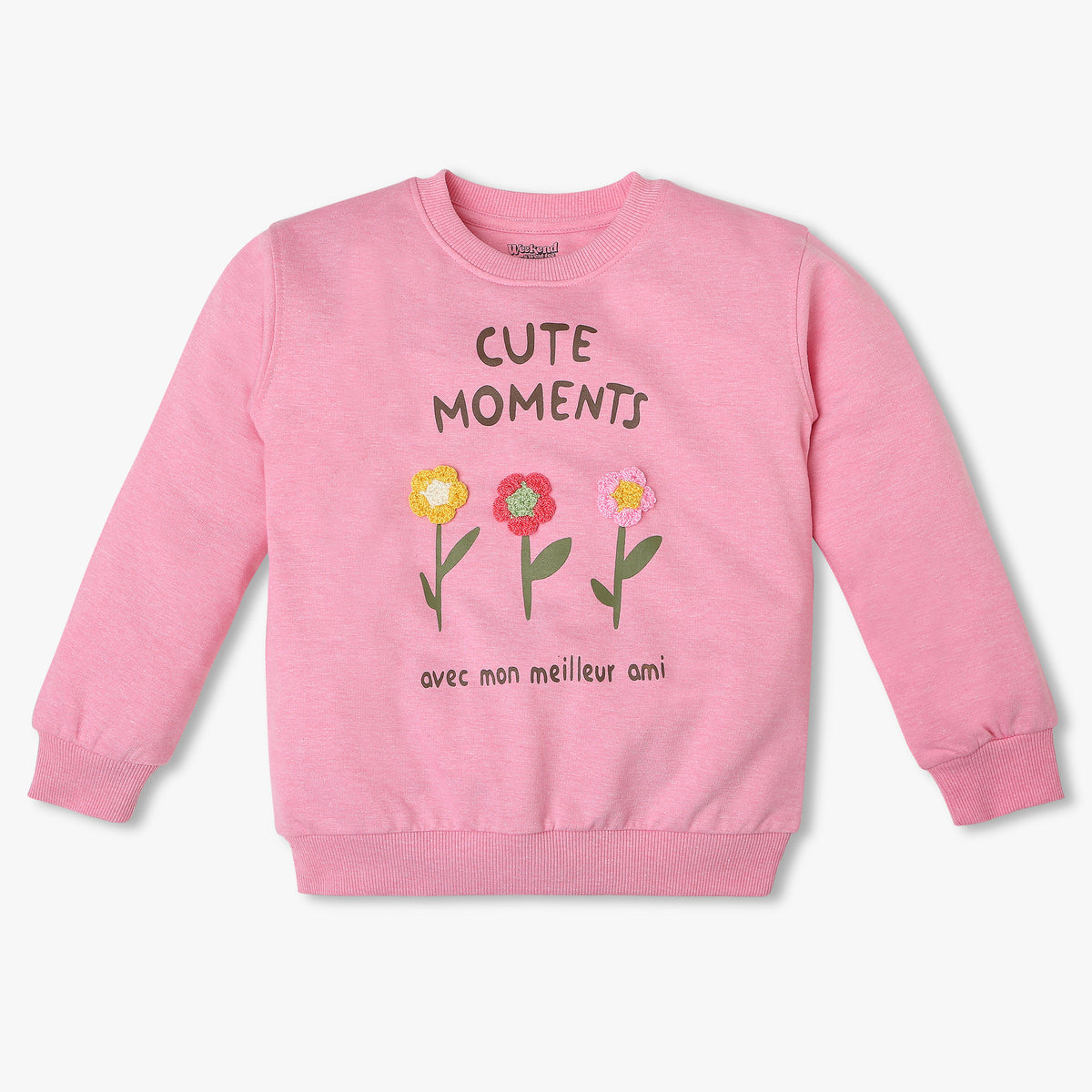 Girls Regular Fit Embroidered Sweat Tees