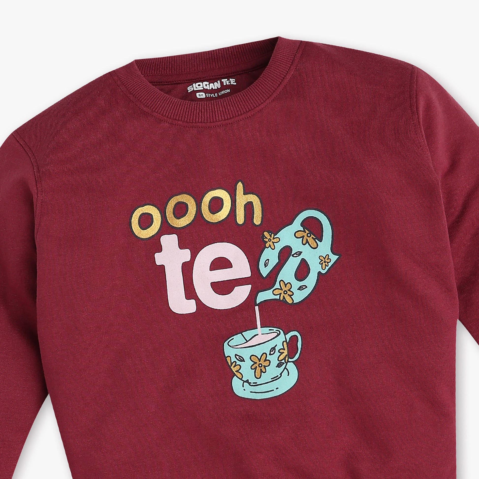 Buy Girls Boxy Fit Embellished Full Sleeve Sweat Tee  - Style Union