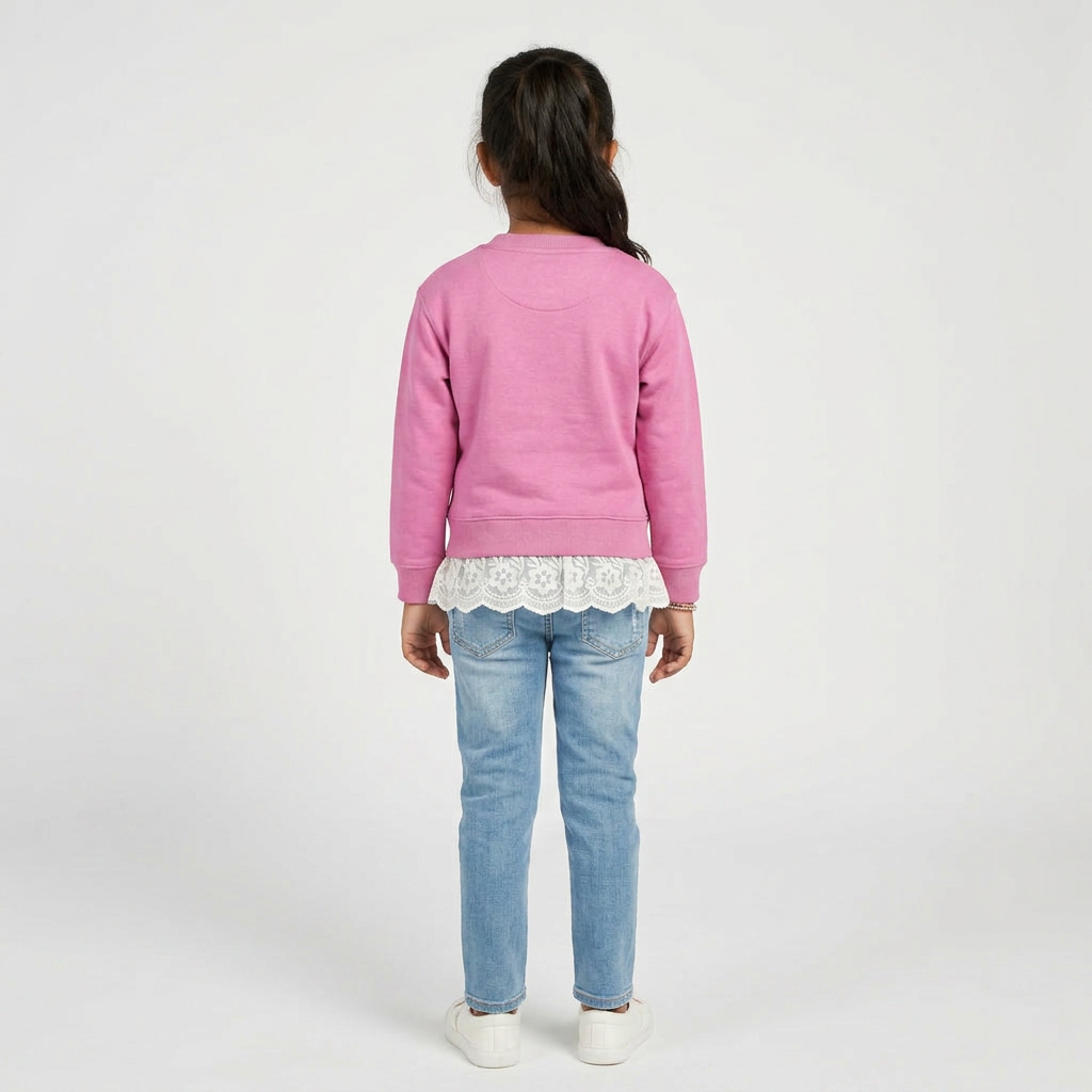 Girls Cotton Embellished Sweat Tee