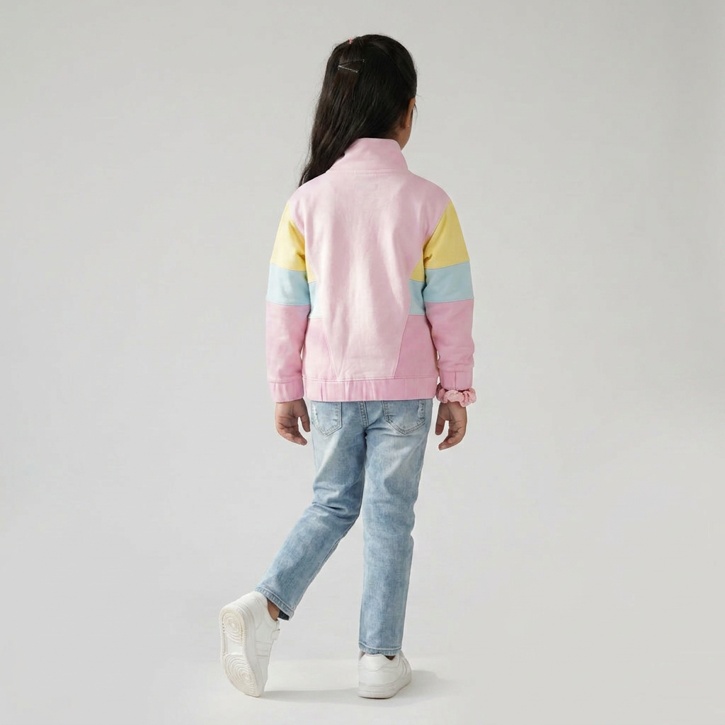 Girls Cotton High Neck Sweat Tee