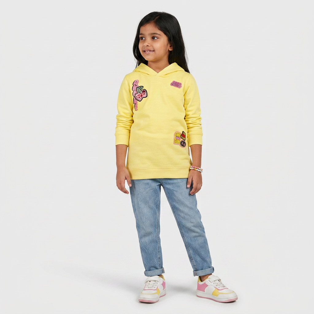 Girls Cotton Graphic Hoodie Sweat Tee
