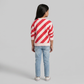 Girls Cotton Striped Crew Neck Sweat Tee