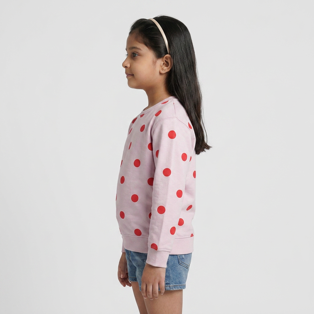 Girls Polka Dot Crew Neck Sweat Tee