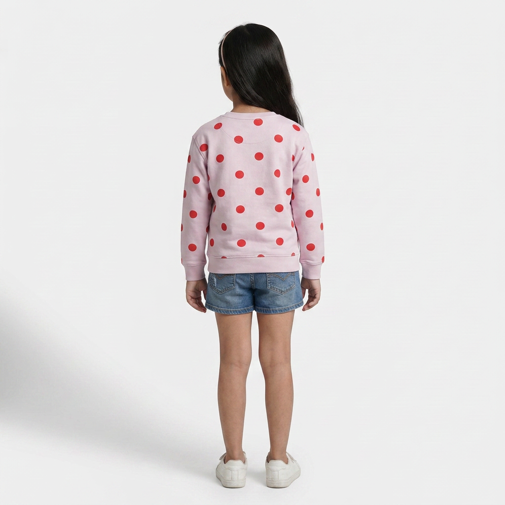 Girls Polka Dot Crew Neck Sweat Tee