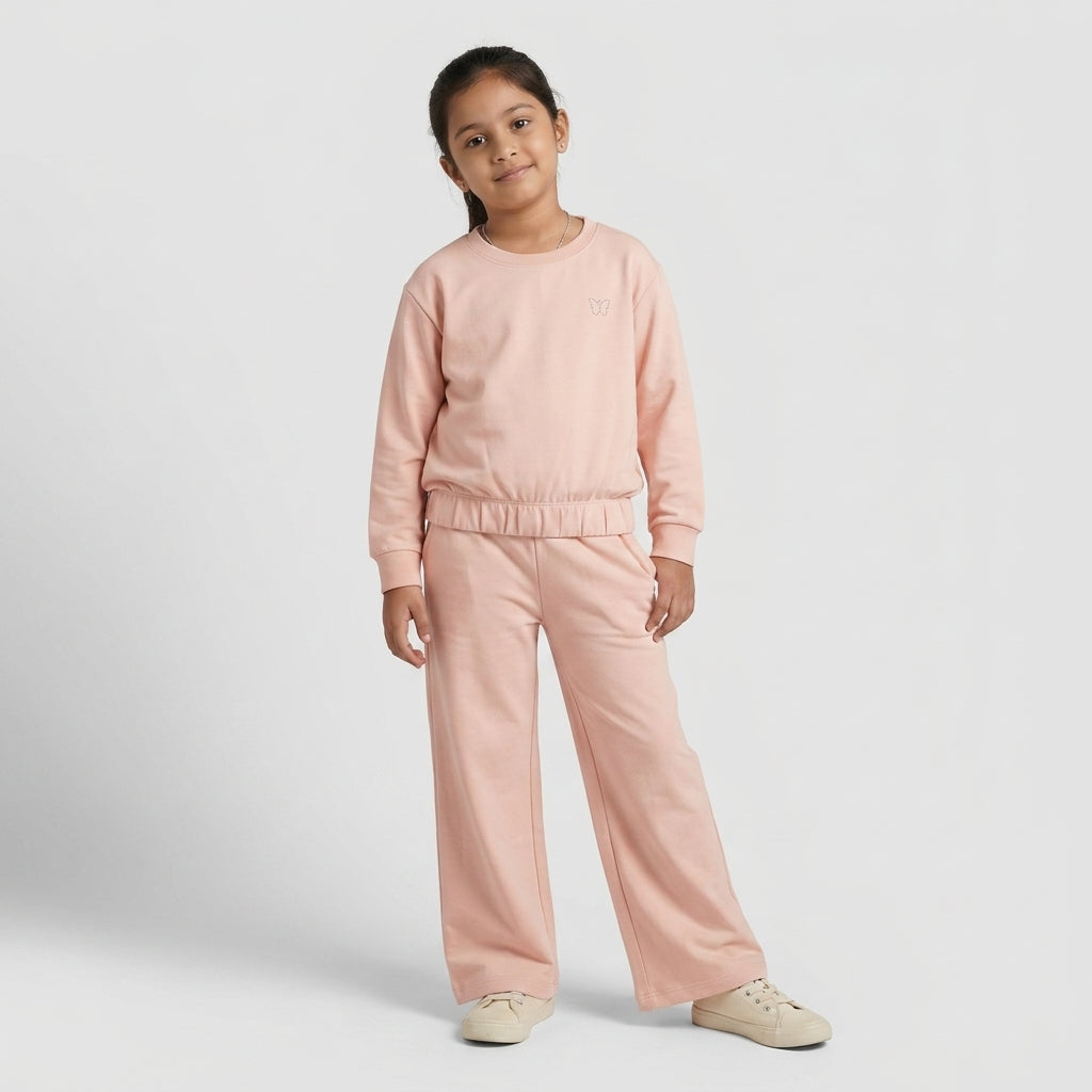 Girls Cotton Graphic Crew Neck Sweat Tee