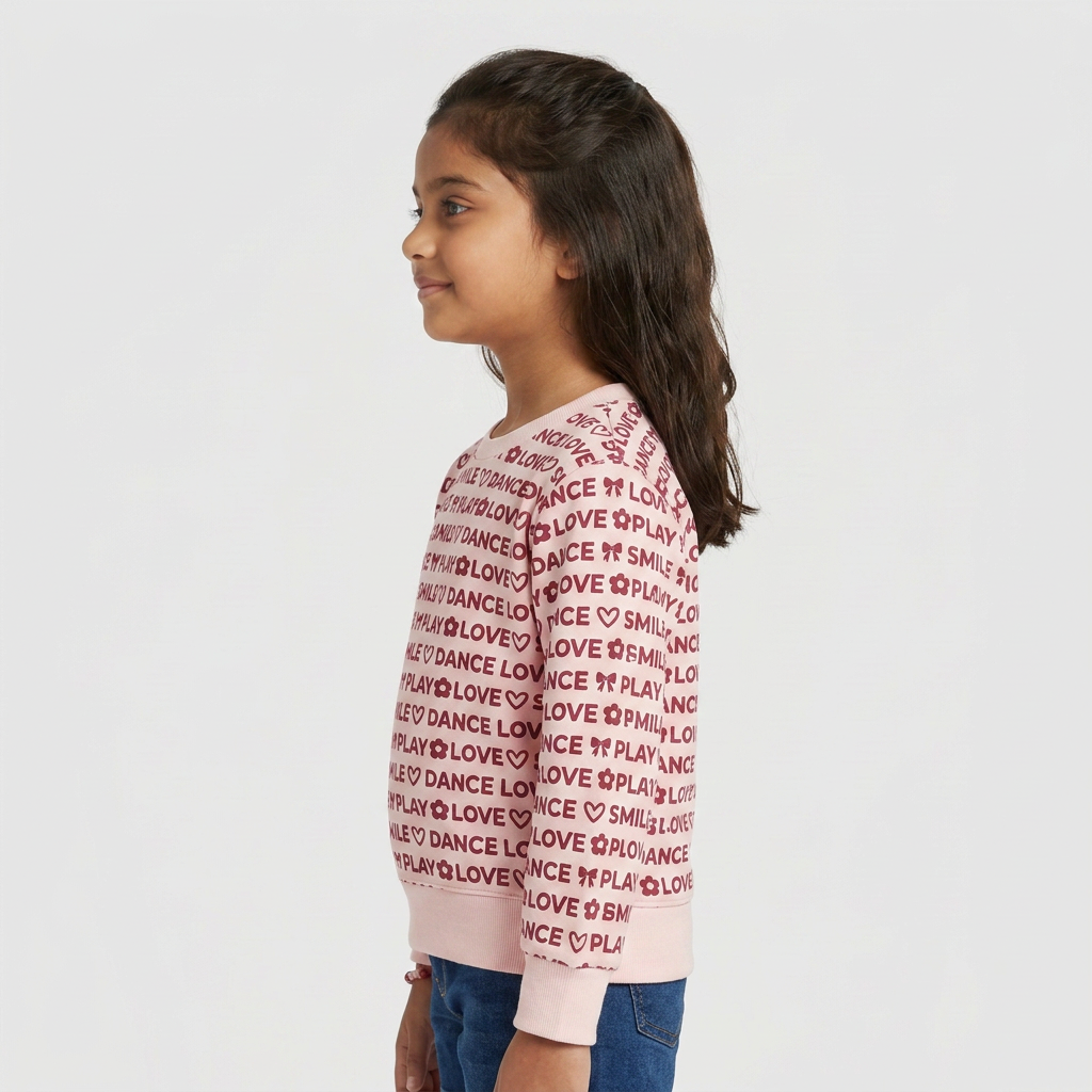 Girls Cotton Embellished Sweat Tee