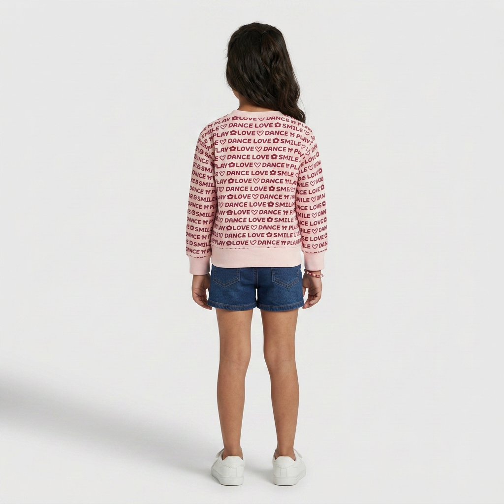 Girls Cotton Embellished Sweat Tee