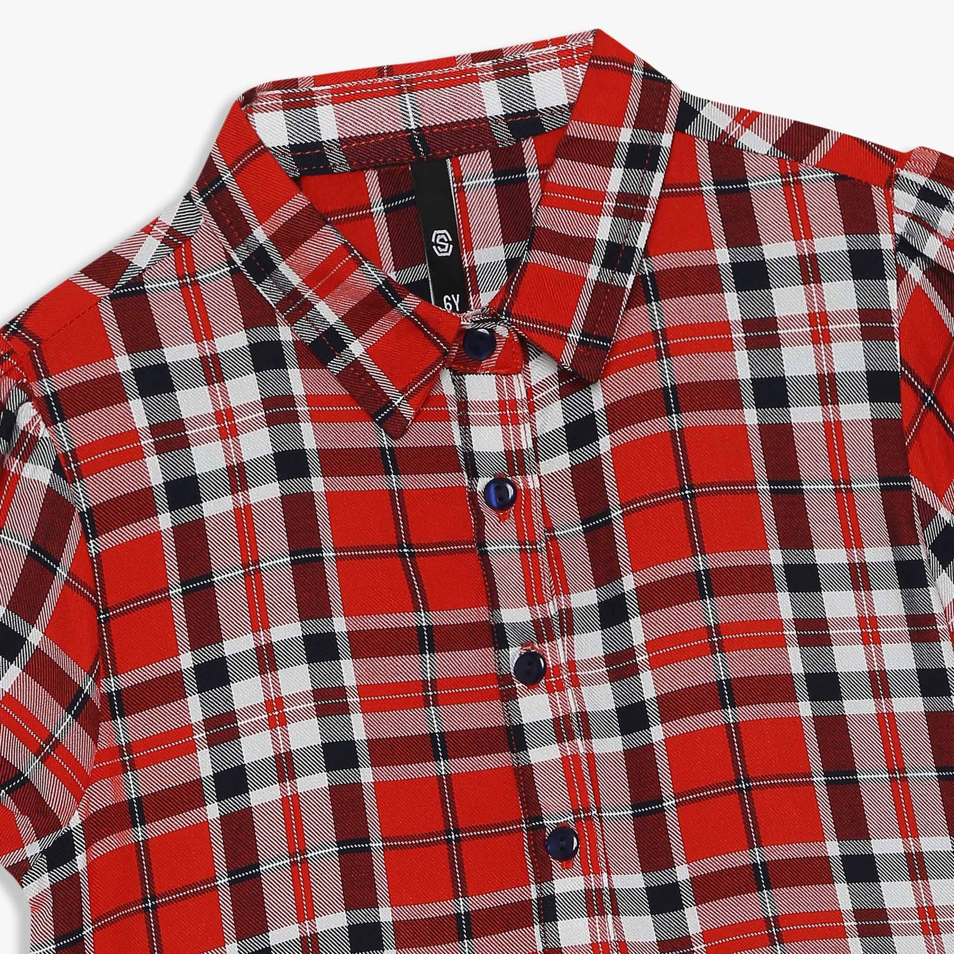 Girls Checkered Below Knee Collar Tunic Flared Dress