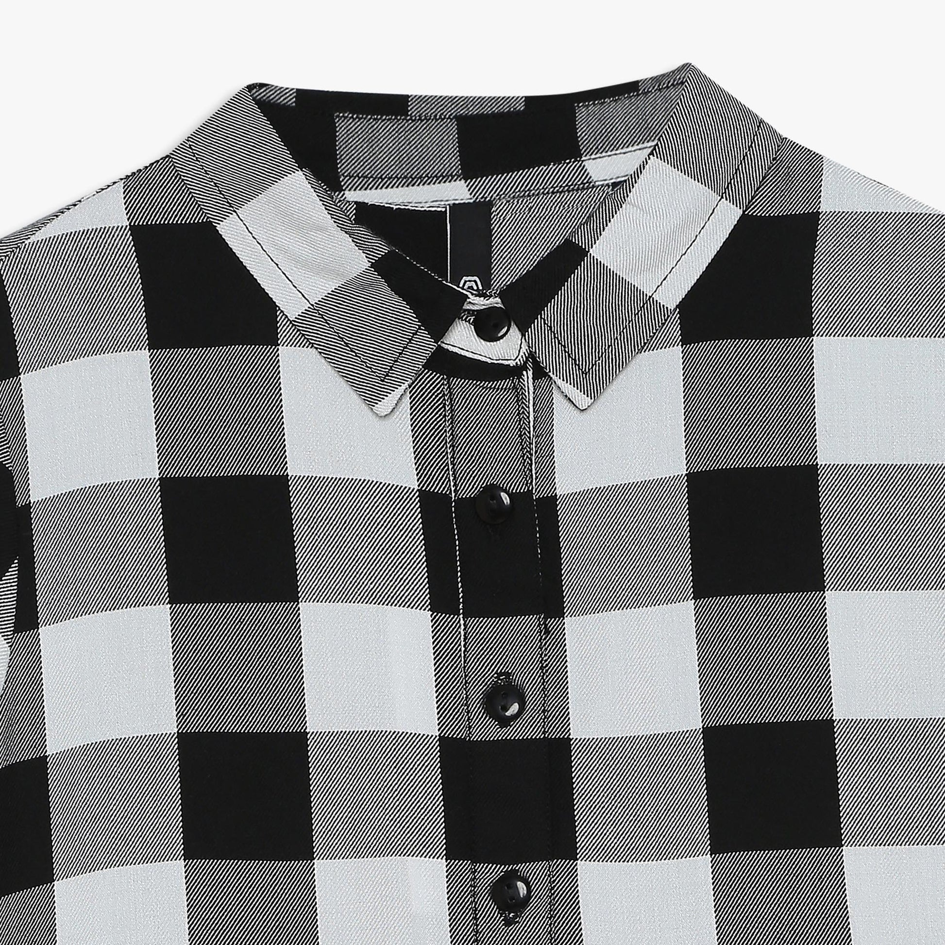 Girls Checkered Below Knee Collar Tunic Flared Dress