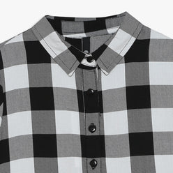 Girls Checkered Below Knee Collar Tunic Flared Dress