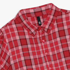 Girls Checkered Below Knee Collar Tunic Flared Dress