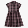 Girls Checkered Below Knee Collar Tunic Flared Dress