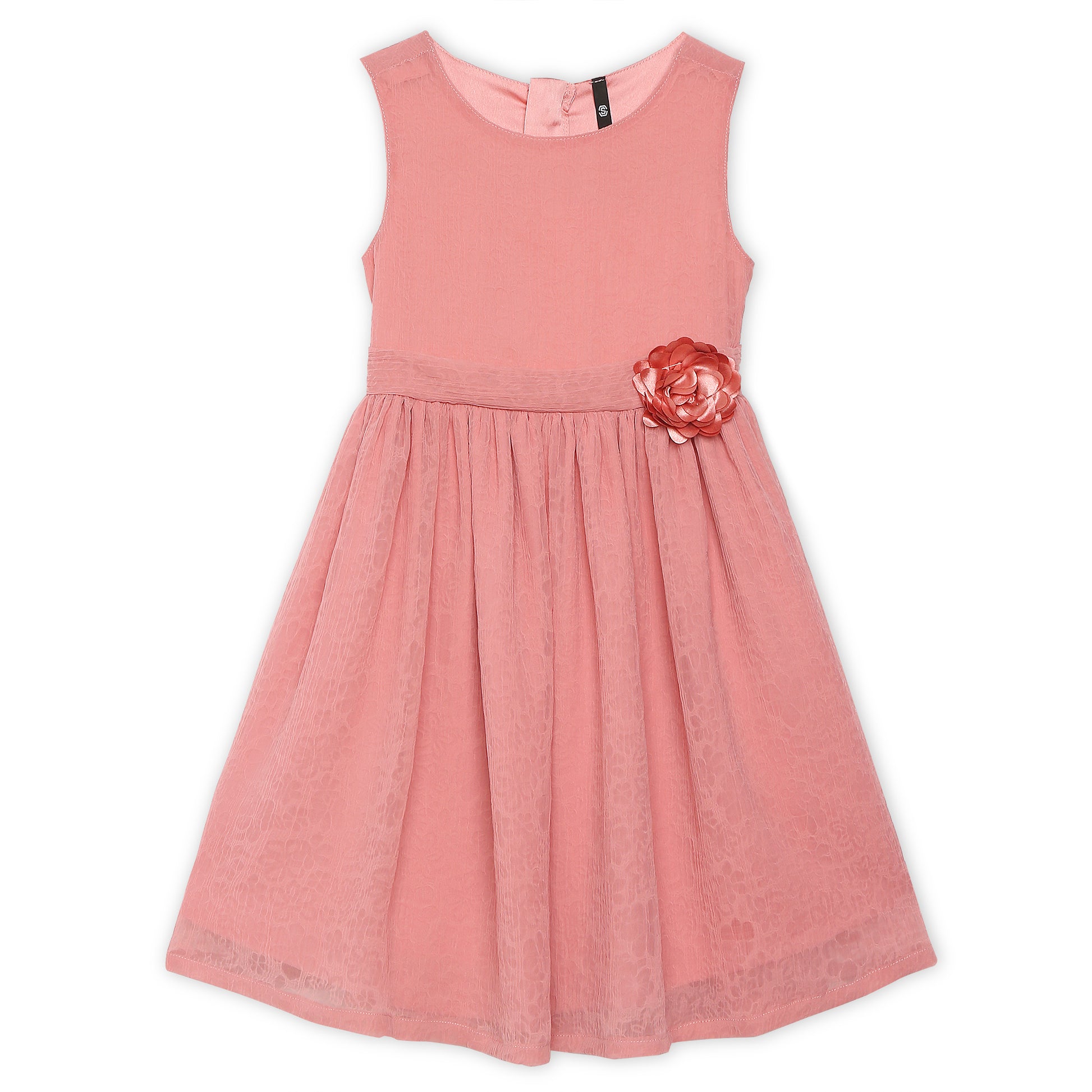 Girls Crew Neck Sleeveless Solid Frock